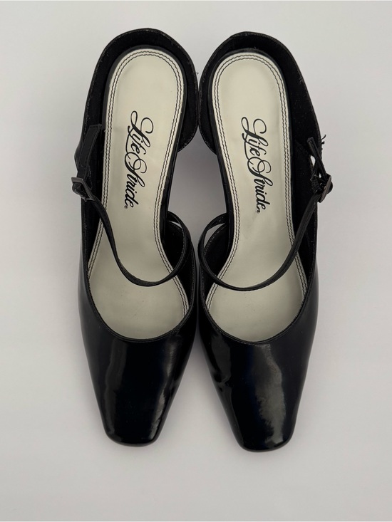 Life Stride Shoes - LifeStride Women US 9.5W Black Patent Square Toe Slingback Mary Jane Pumps Heels